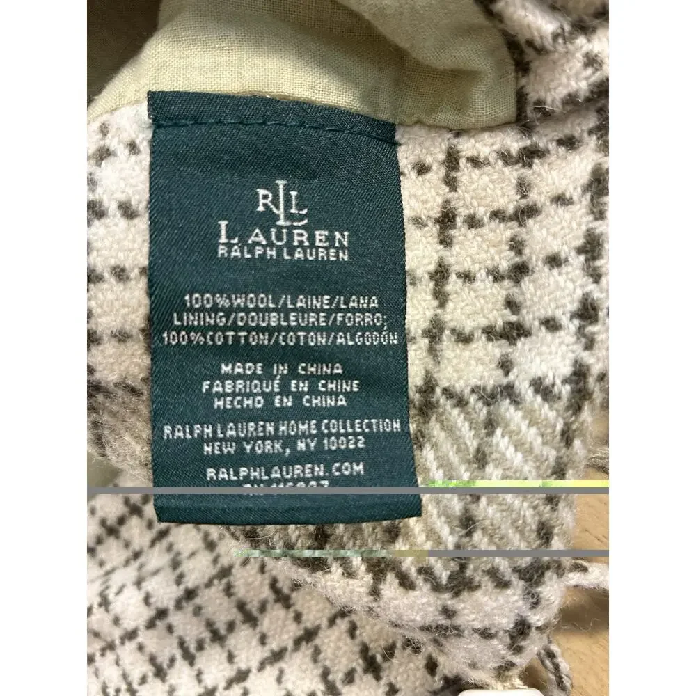 VTG Ralph Lauren Yorkshire Rose Wool Euro Sham Pillow Cover Fringed Plaid 25